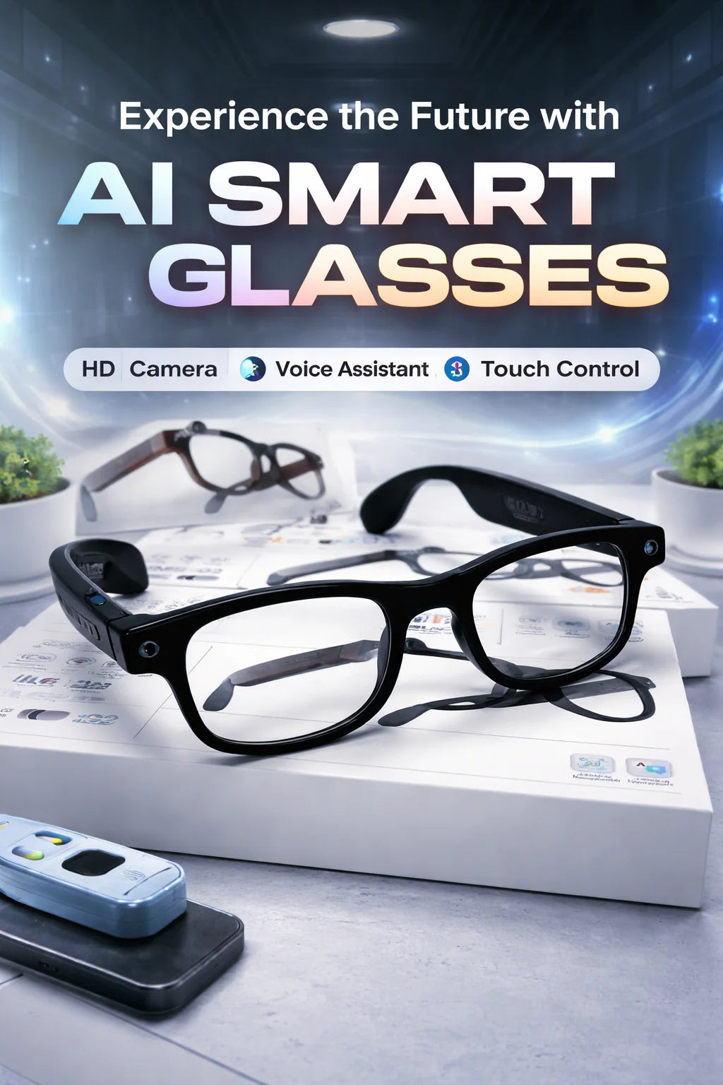 Air Vision AI Smart Glasses – 8MP HD Camera & Voice Assistant